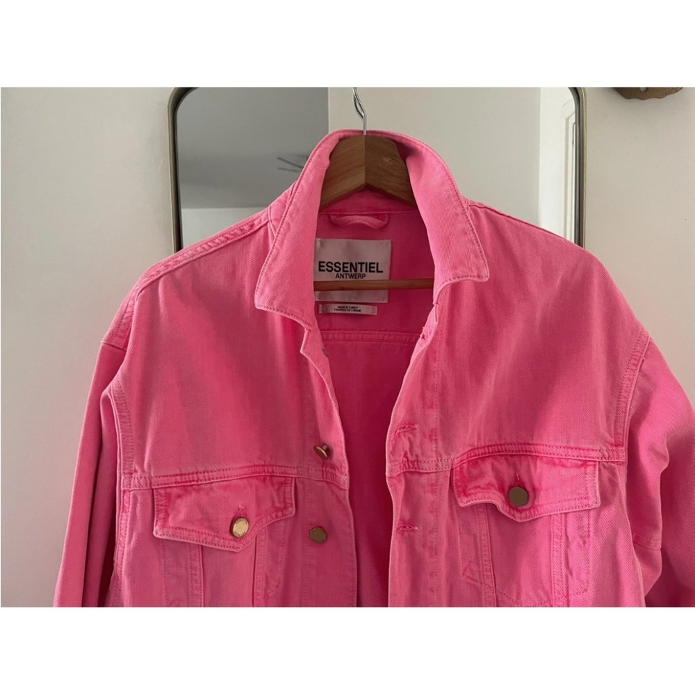 Essentiel Antwerp Pink Denim Button Up Jacket Size 42 RETAIL $680+ - Picture 5 of 6